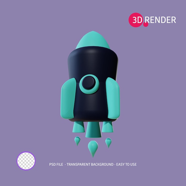 3D 渲染图标:Rocket 26 (火箭二十六号)
