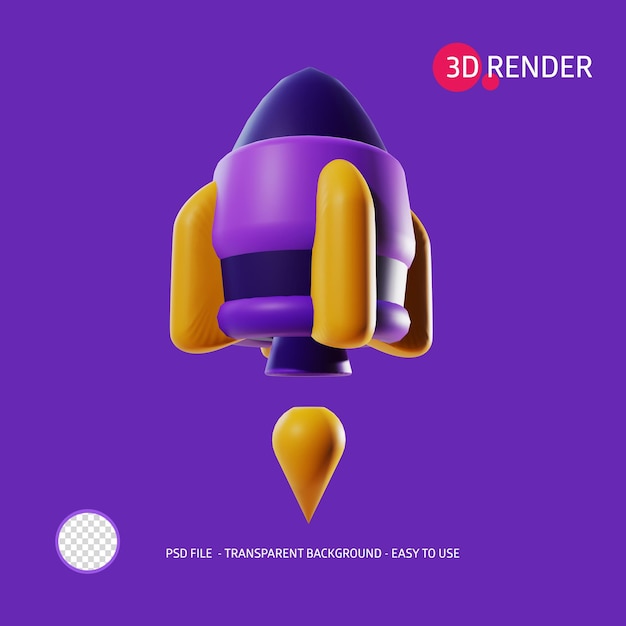 3D 渲染图标:火箭5
