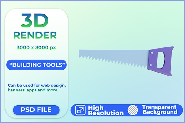 3d render icon saw building tools