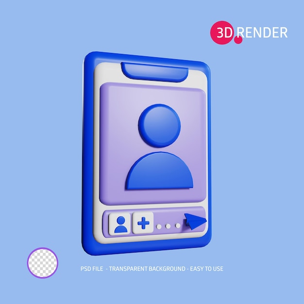 PSD 3d render icon send contact