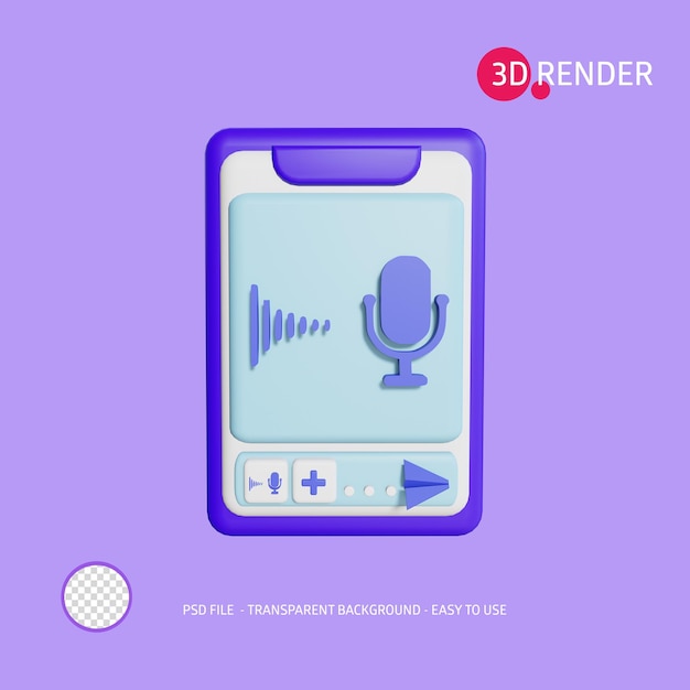 PSD 3d render icon send recording