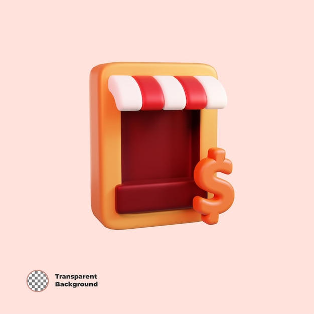 PSD 3d render icon of shop sale