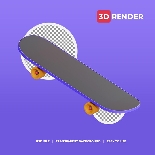 PSD 3d render icon skateboard