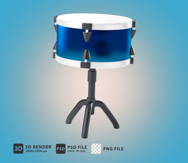 PSD 3d render icon snare drum