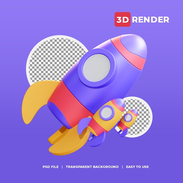 3d render icona razzo spaziale