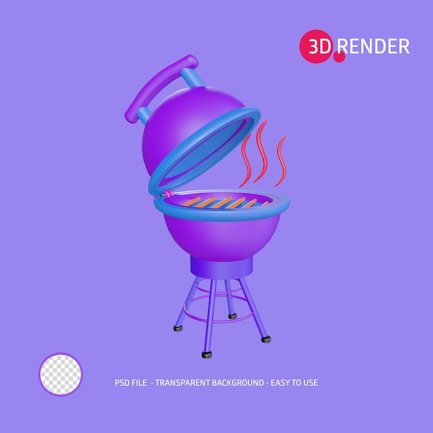 PSD 3d render icon standing grill pan