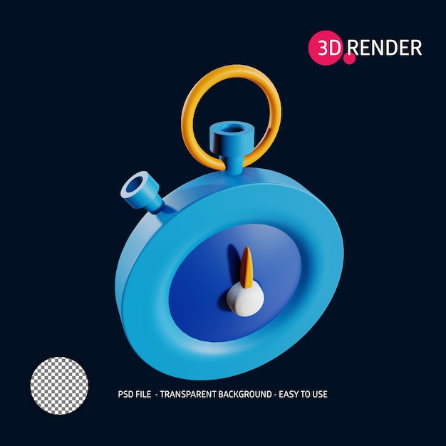 PSD 3d render icon stopwatch 5