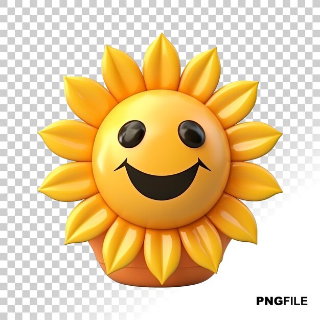 PSD 3d render icon of sunflower head cartoon plastic