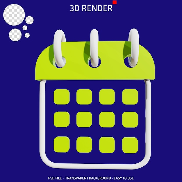 3d render icon transparent calendar 3