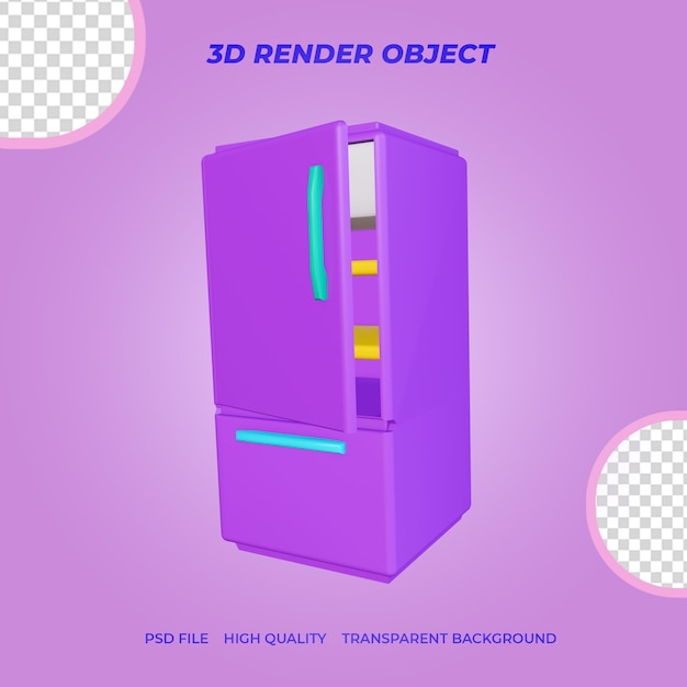 PSD 3d render icon two door refrigerator