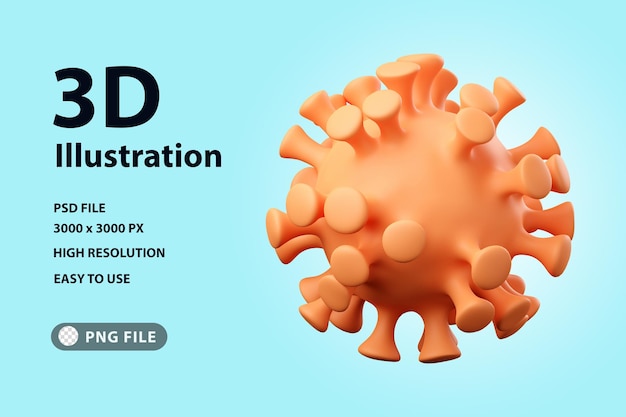 PSD virus dell'icona di rendering 3d