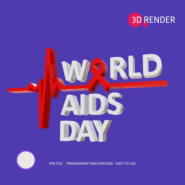 PSD 3d render icon world aids day 7