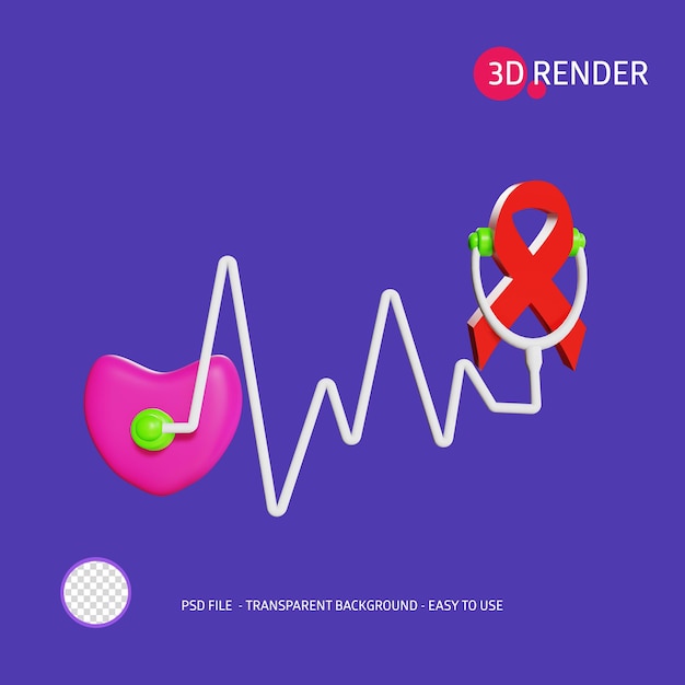 3d render icon world aids day 8