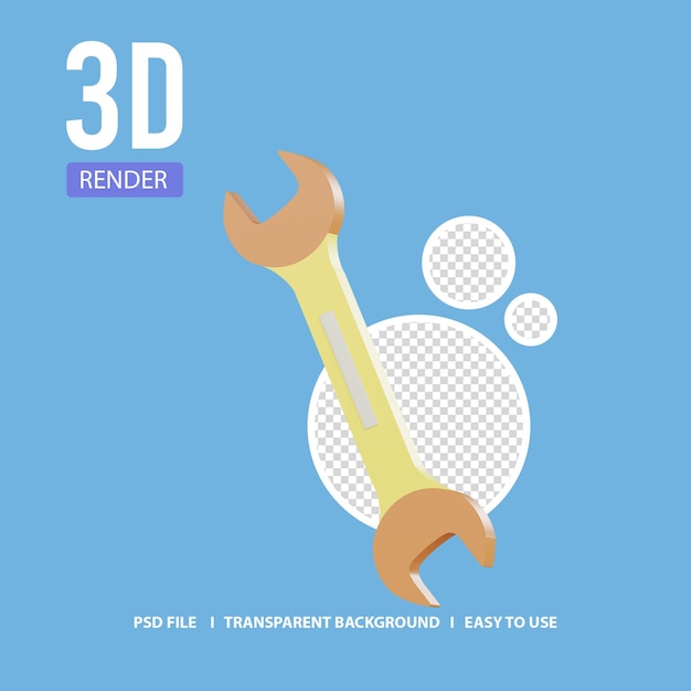 PSD 3d render icon wrench two side