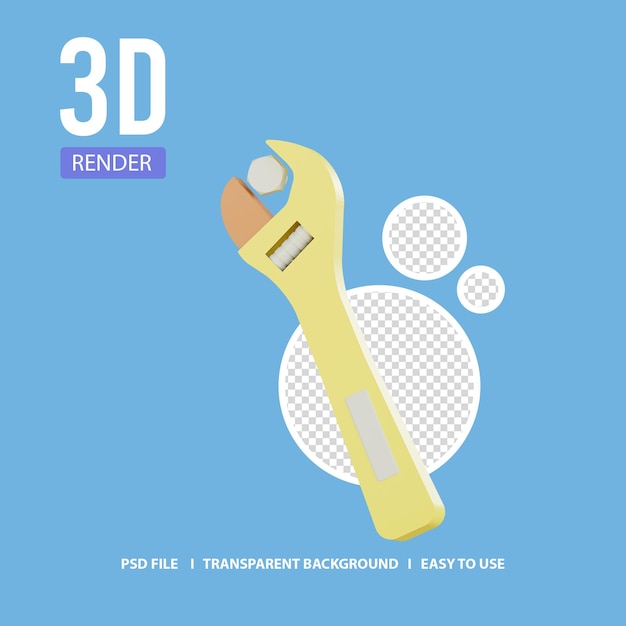 PSD 3d render icon wrench