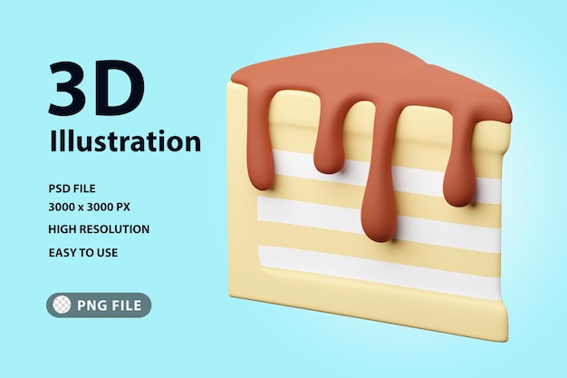 3D render icoon cake plakjes met room