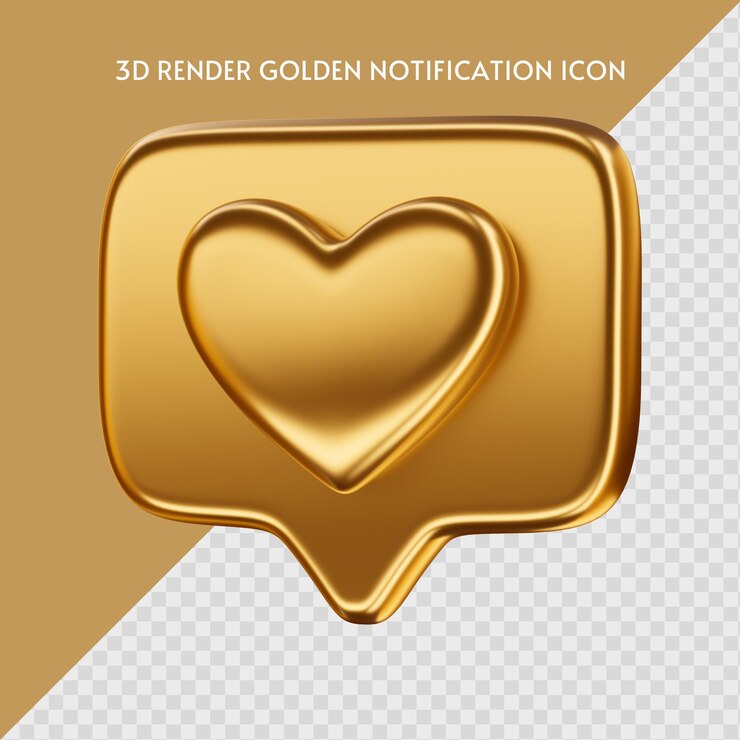 3D RENDER ICOON GOUDEN KENNISGEVING INSTAGRAM