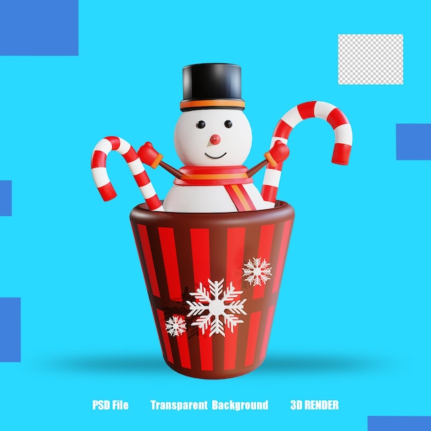 3d render icoon snoepje sneeuwman 2