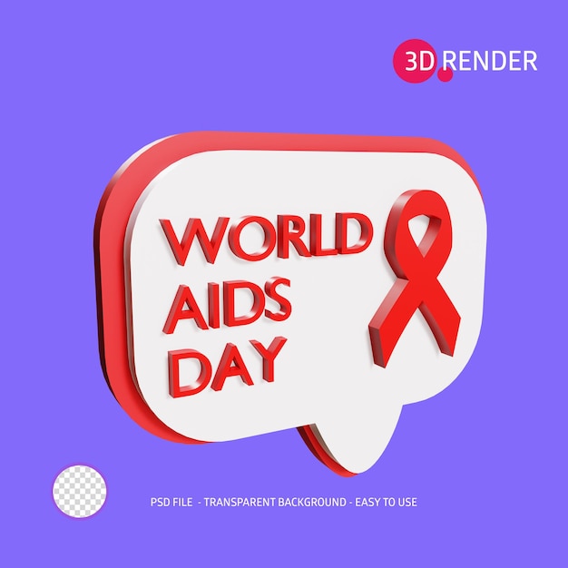 PSD 3d render icoon wereld aids dag 1