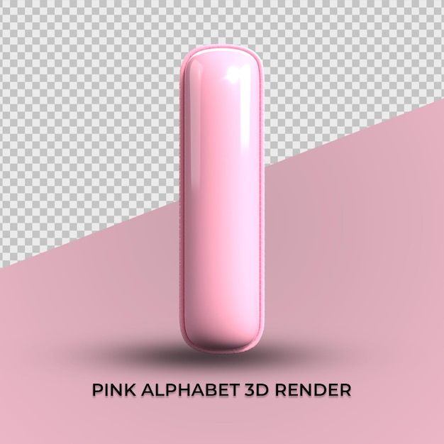 PSD 3d render ik alfabet roze plastic schattig
