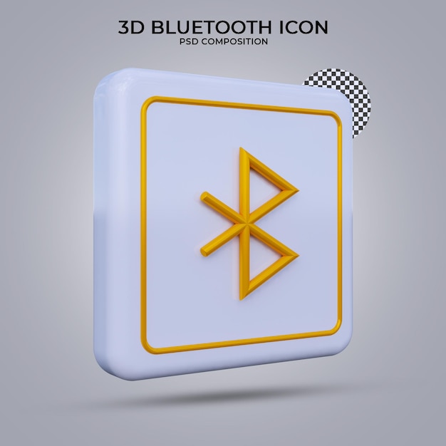 PSD 3d render ikona bluetooth na białym tle