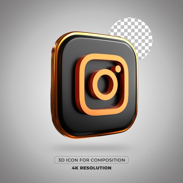 3d render ikona instagram na białym tle rozdzielczość 4k