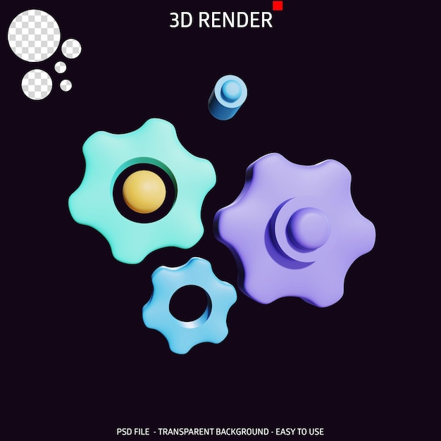 3d Render Ikona Koła Zębatego 18