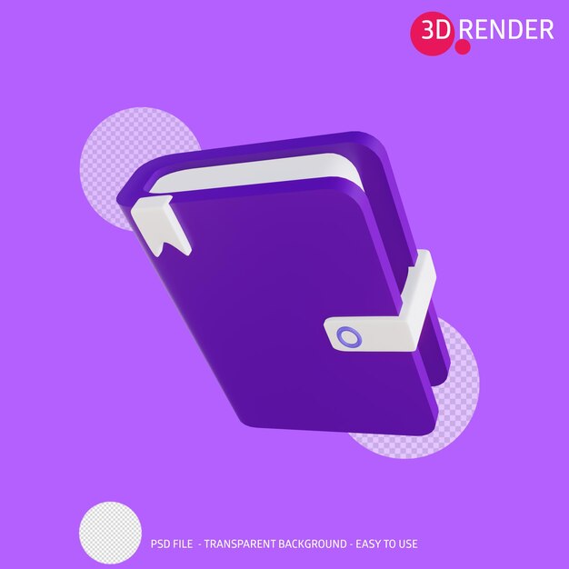 3d Render Ikona Książki