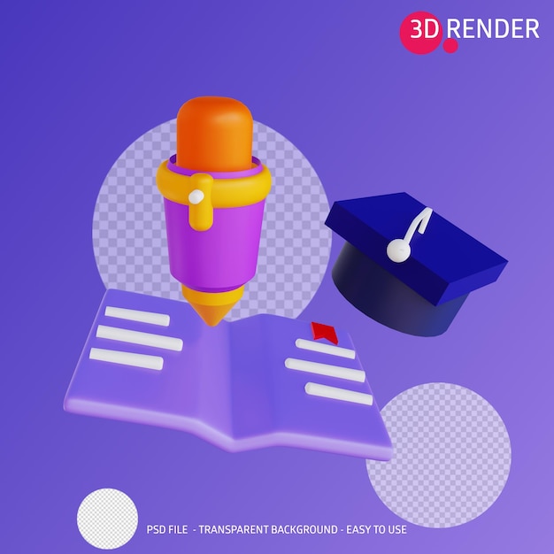 PSD 3d render ikona książki