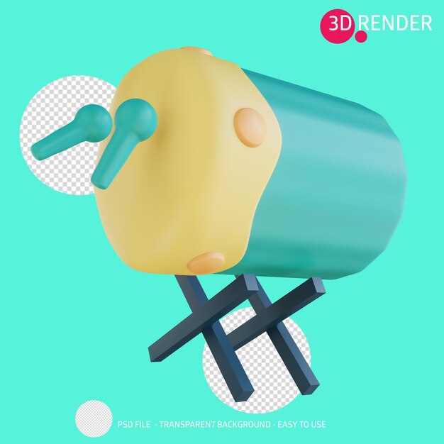 3d Render Ikona Meczetu Bęben