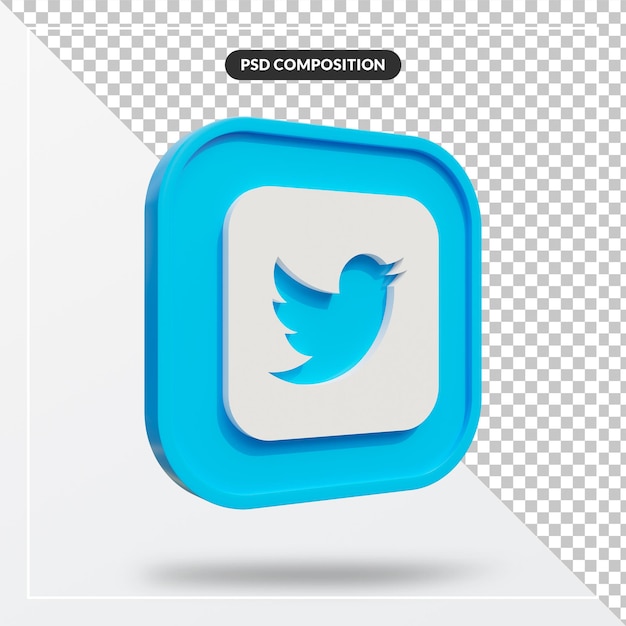 3d Render Ikona Mediów Społecznościowych Twitter