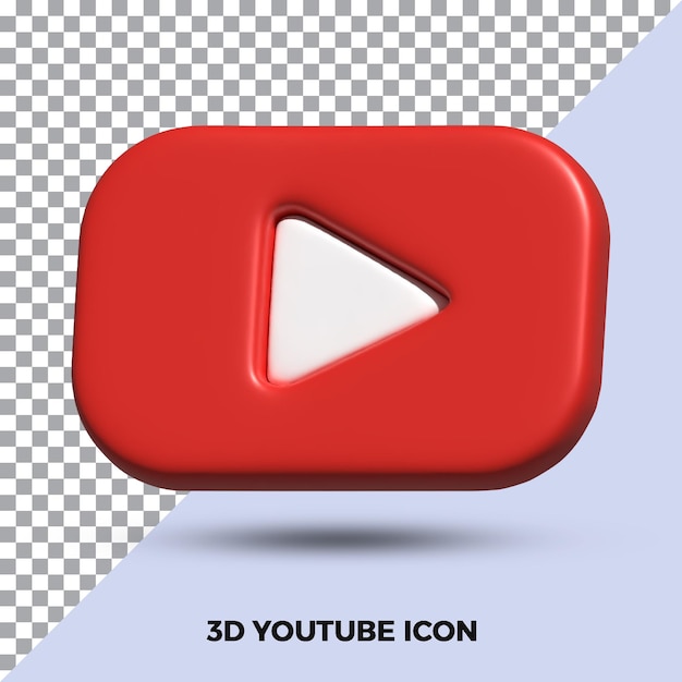 PSD 3d render ikona youtube na białym tle