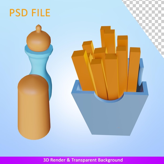 3d render illustratie aardappel en peper