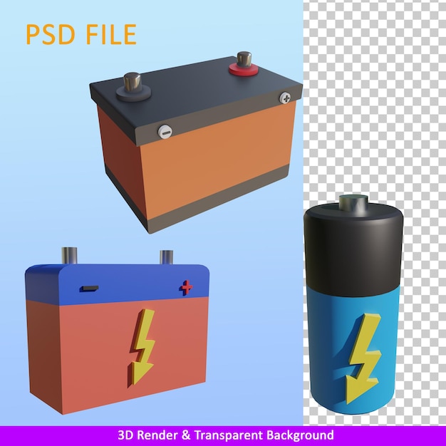 3d render illustratie batterij
