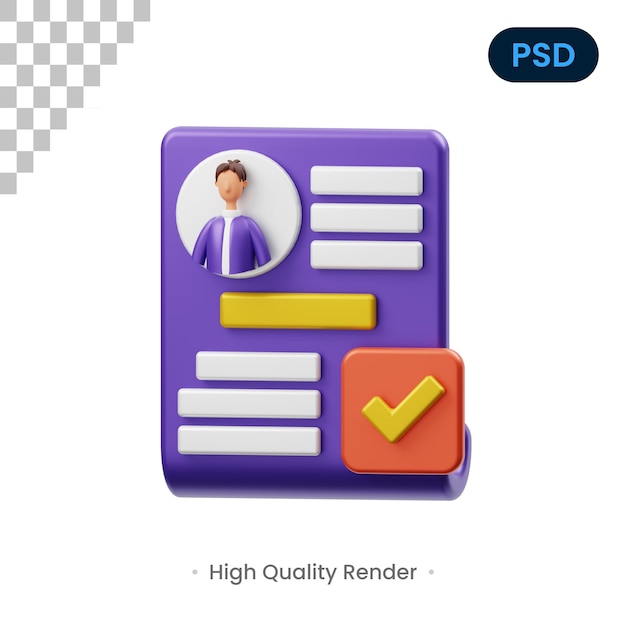 3d render illustratie goedkeuren premium psd