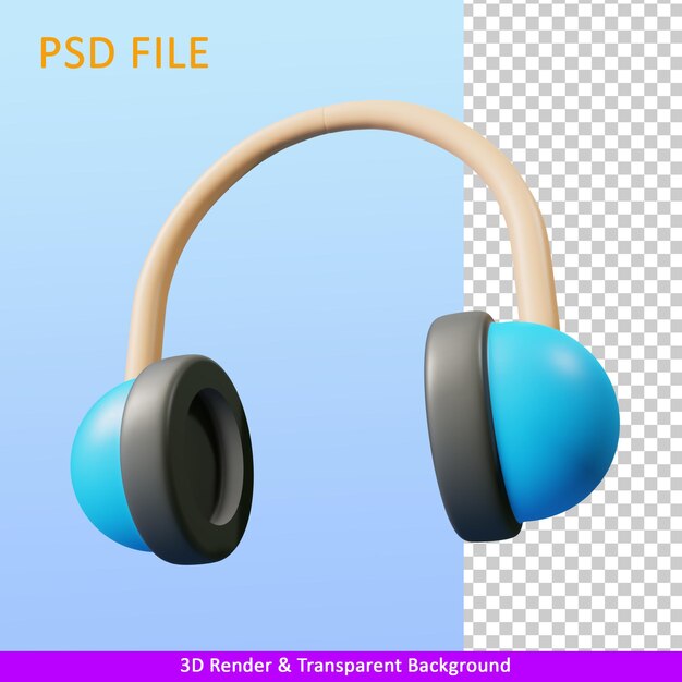 3d render illustratie hoofdtelefoon