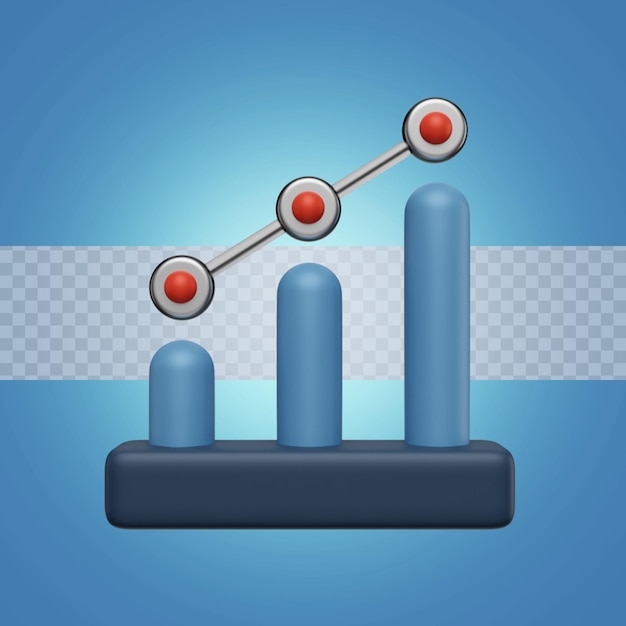 PSD 3d render illustratie inkomsten statistisch rapport