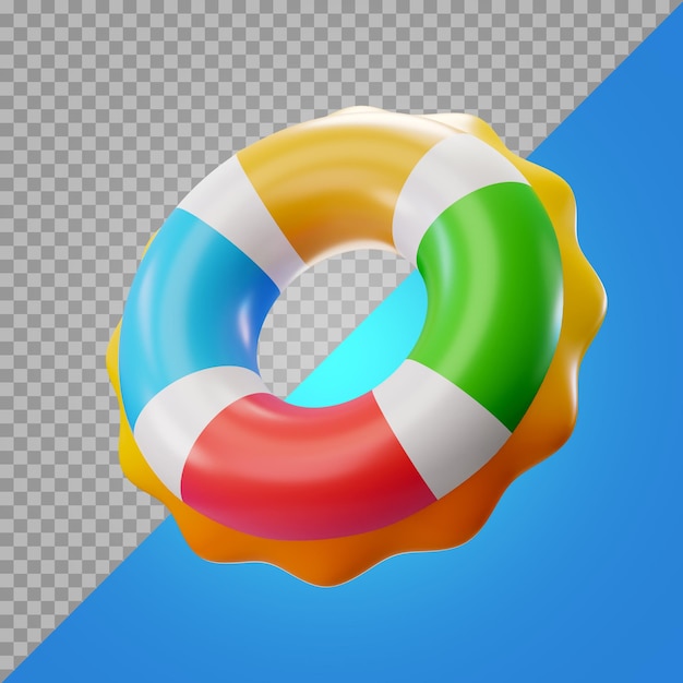 3D Render Illustratie Kleurrijke Opblaasbare Strand Ring Float