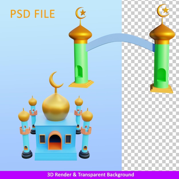 3d render illustratie moskee