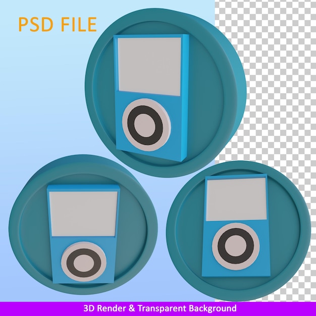 PSD 3d render illustratie pictogram muziekspeler