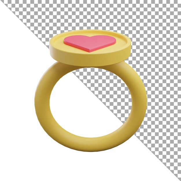 3d render illustratie pictogram ring liefde