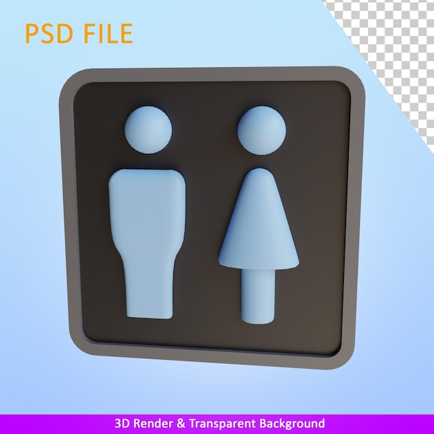 PSD 3d render illustratie toilet teken