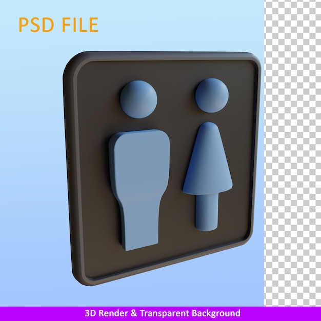 PSD 3d render illustratie toilet teken