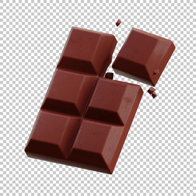 3D Render illustratie van chocoladereep premium psd