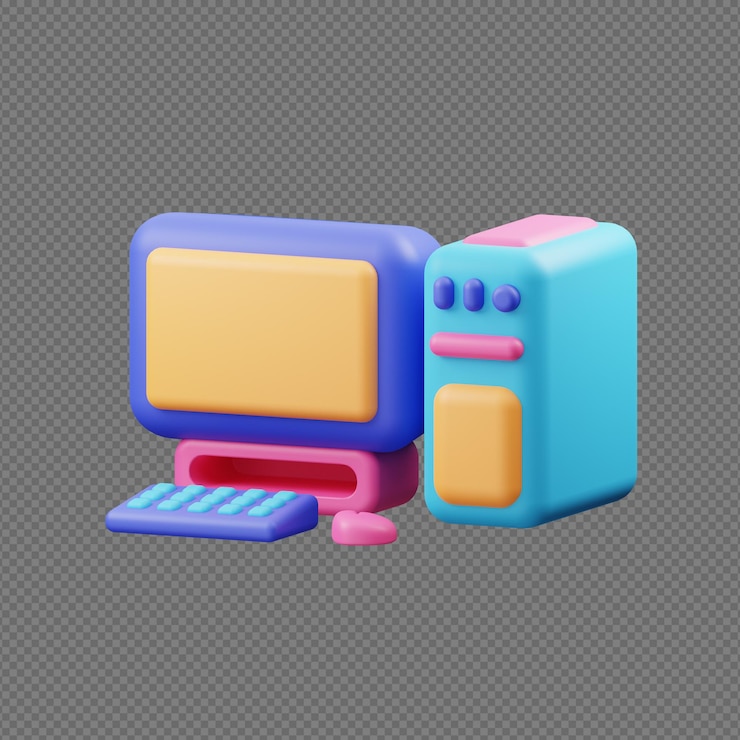 PSD 3d render illustratie van computer met transparante achtergrond