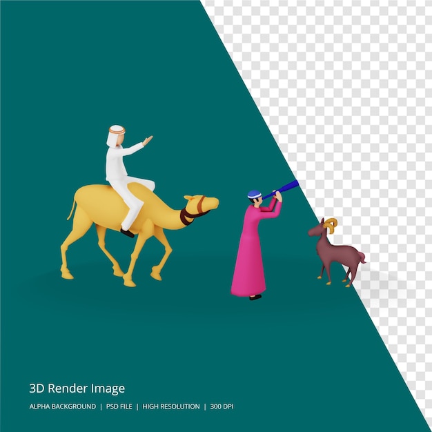 PSD 3d render illustratie van islamitisch concept