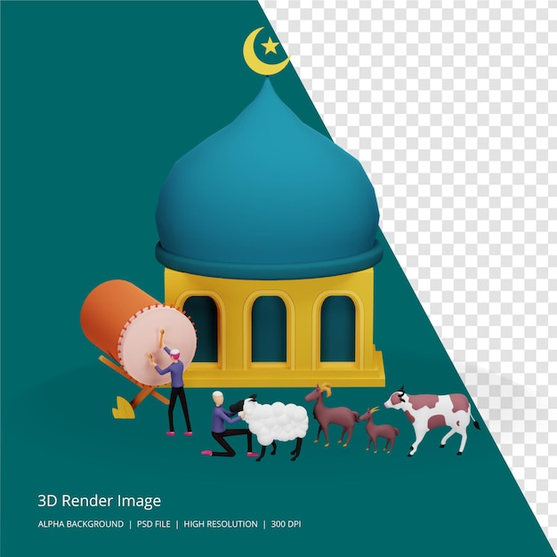 3D render illustratie van islamitisch concept