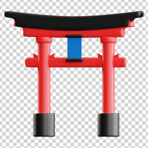 PSD 3d render illustratie van japanse poort