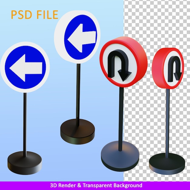 PSD 3d render illustratie verkeersbord