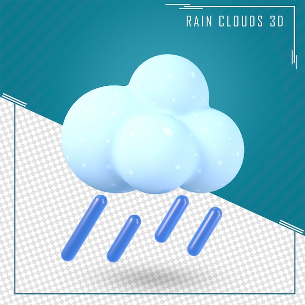 PSD 3d render illustratie wolk met regen icoon
